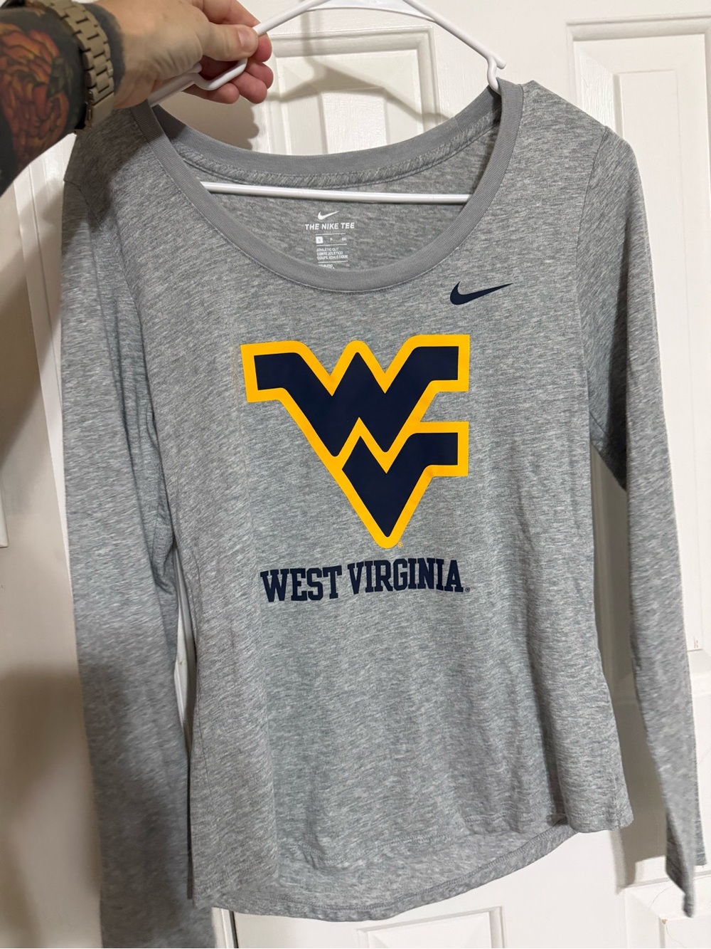 Nike Gray Long Sleeve West Virginia Logo Tee